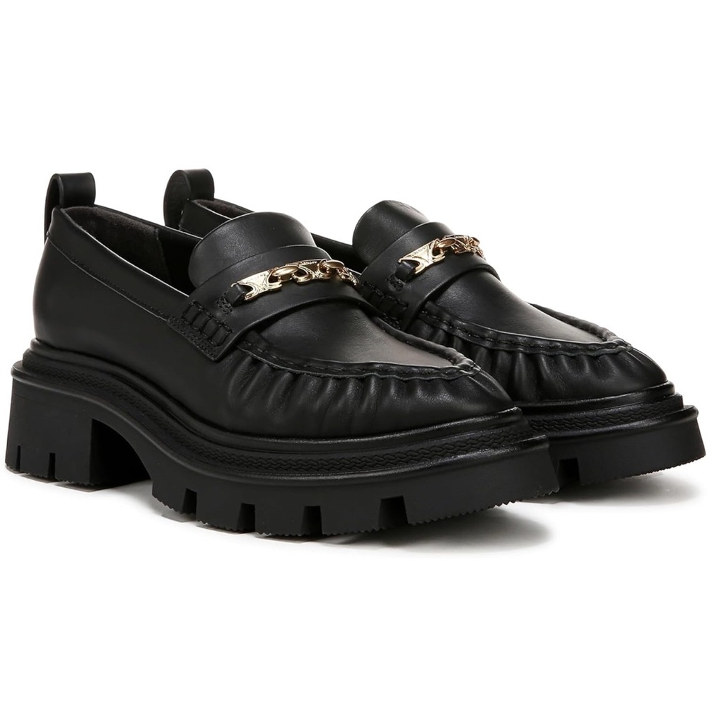 Cyrcus ny by Sam Edelman Black Chunky Loafers with Goldchai. Size 9